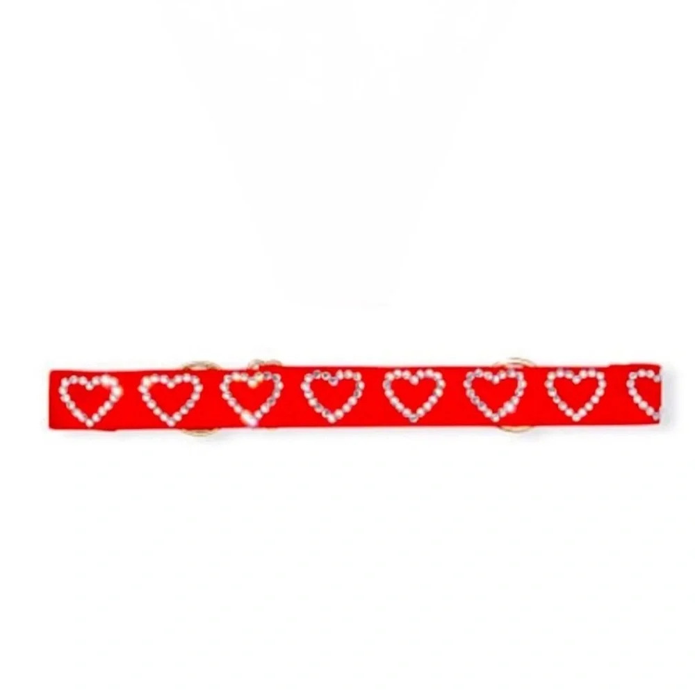 New Adjustable Red Bling‎ Hearts Crystal Embellished collar: large dogs